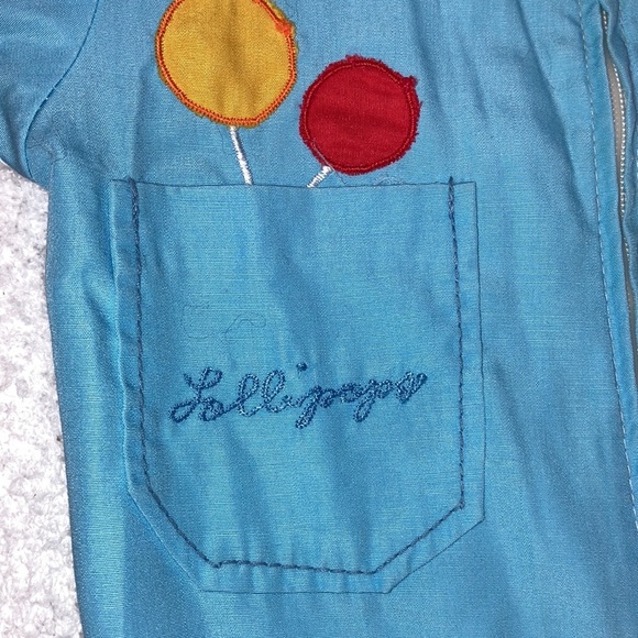 Vintage lollipop bubble gum ice cream one piece zip lightweight romper 0/3m - Picture 3 of 9